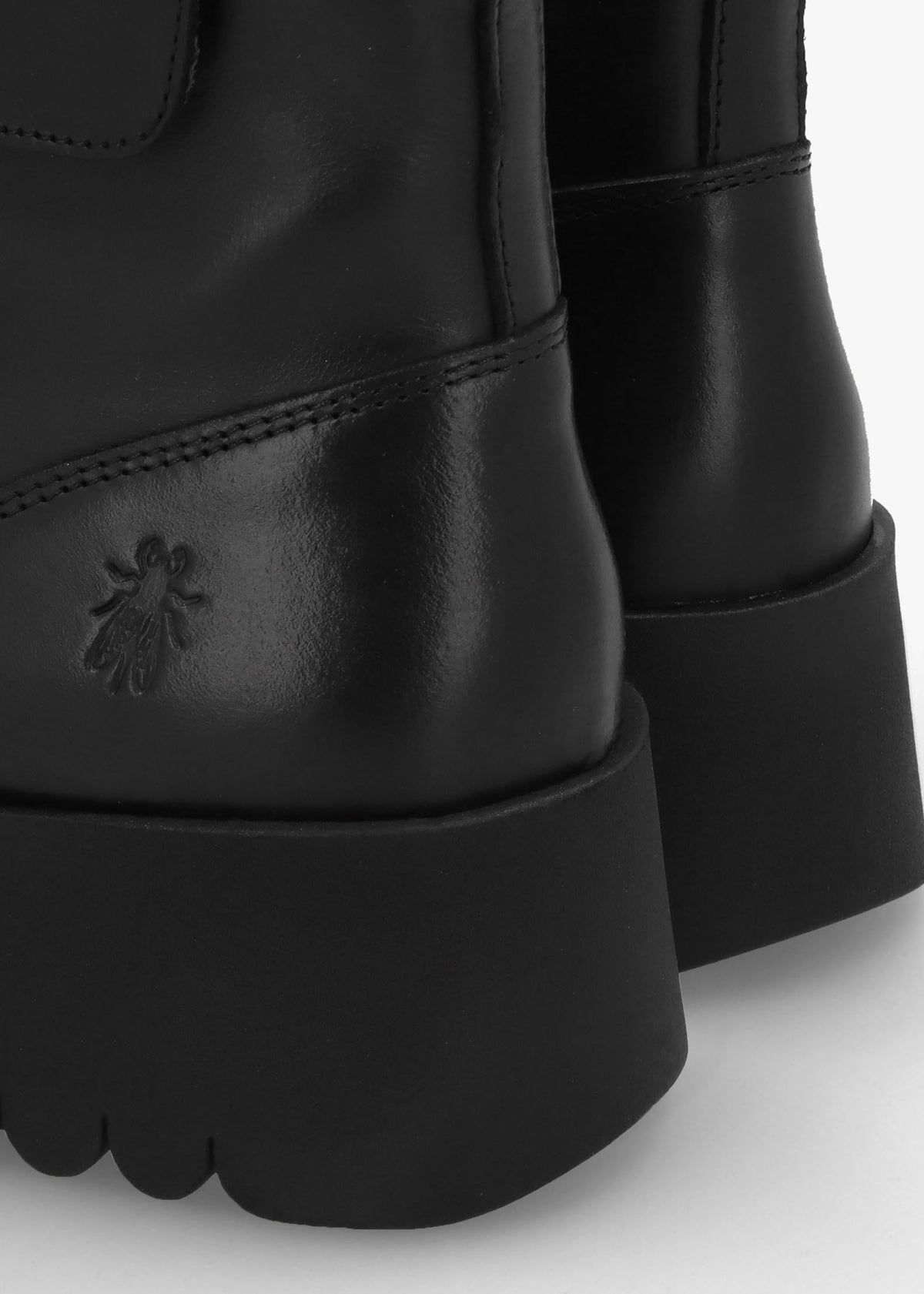 Egli Black Leather Block Heel Chunky Ankle Boots