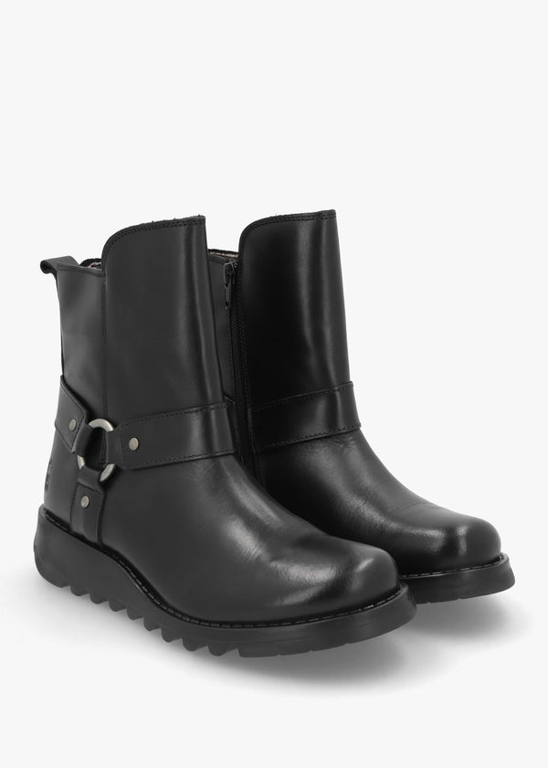 Soch Black Leather Biker Boots