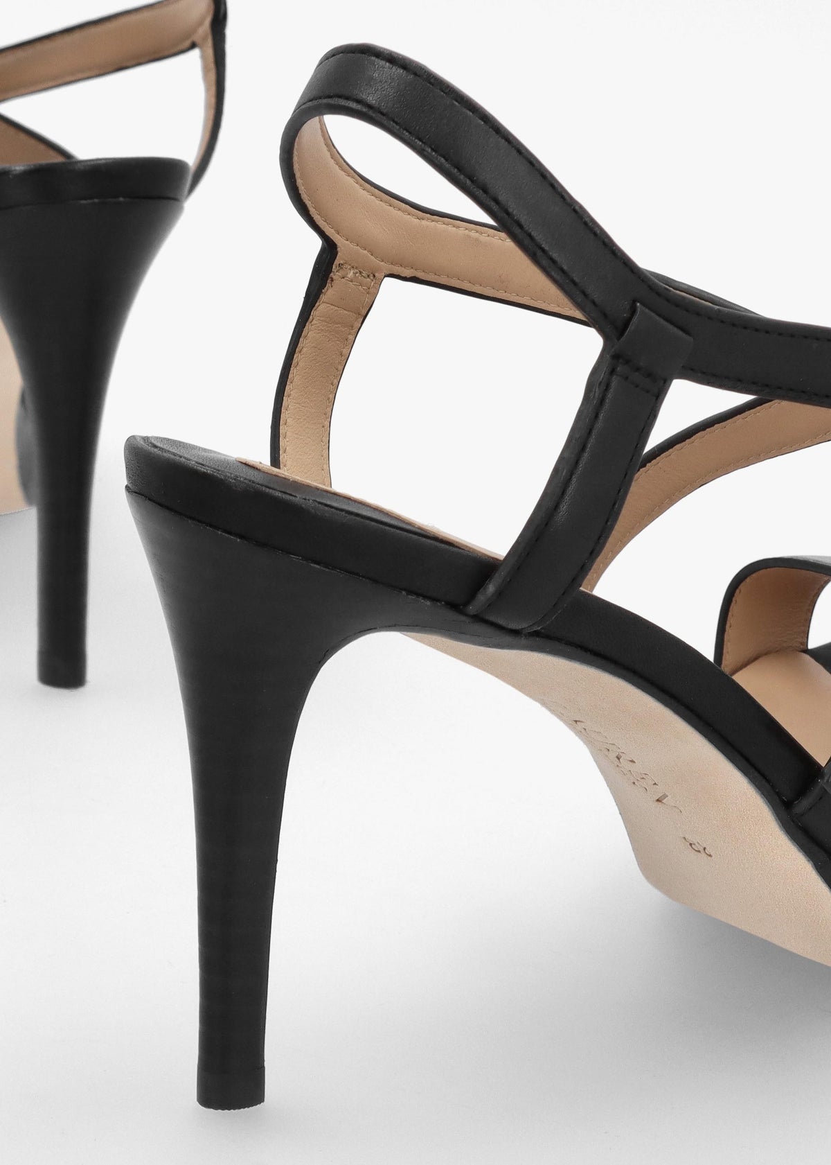 Kerri Burnished Black Leather Platform Heeled Sandals