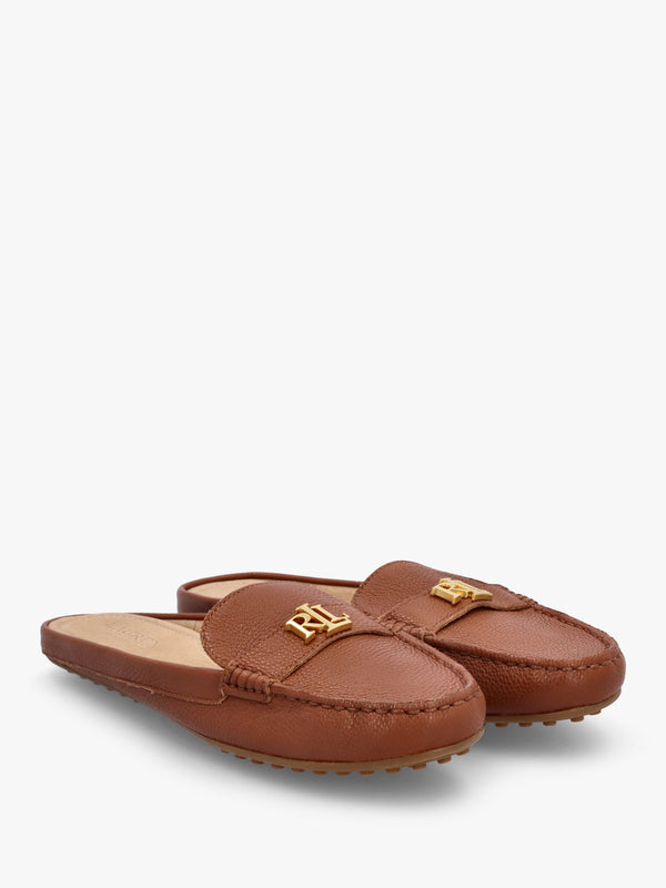 Barnsbury Pebbled Lauren Tan Leather Backless Mules