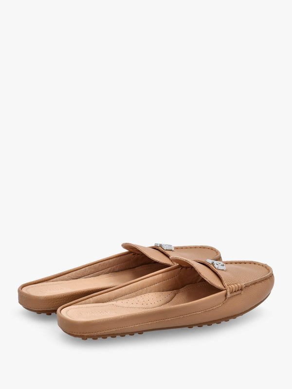Barnsbury Pebbled Camel Leather Backless Mules