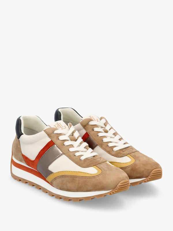 Dani Colour Block Soft White Camel Multi Suede Trainers