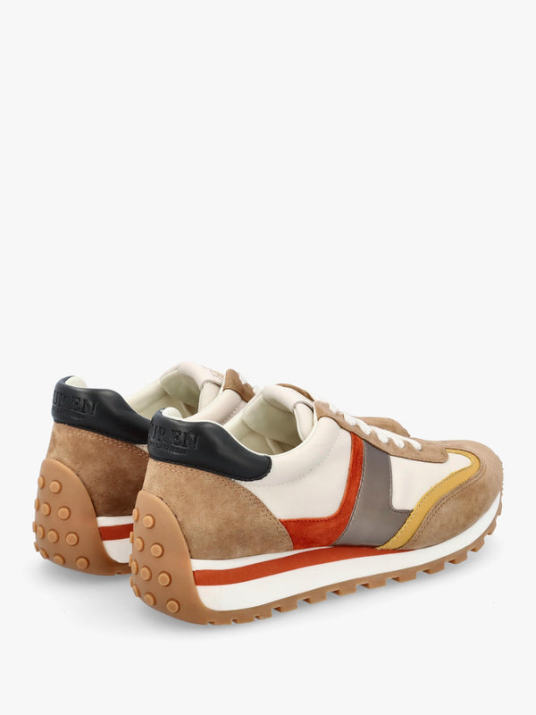 Dani Colour Block Soft White Camel Multi Suede Trainers