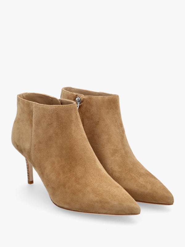 Lizie Camel Suede Heeled Ankle Boots