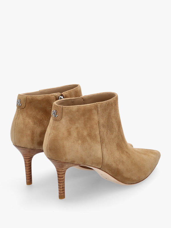Lizie Camel Suede Heeled Ankle Boots
