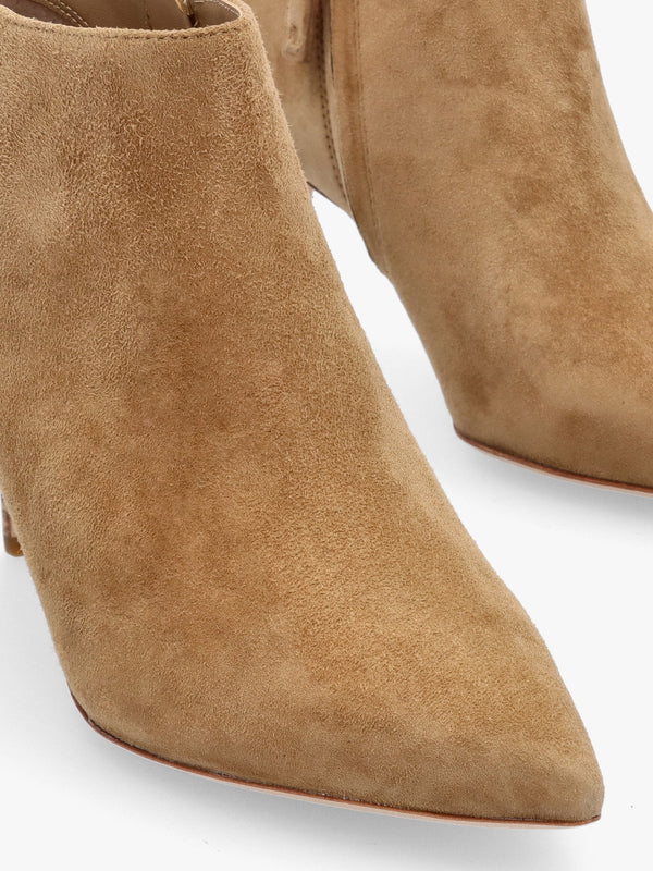 Lizie Camel Suede Heeled Ankle Boots
