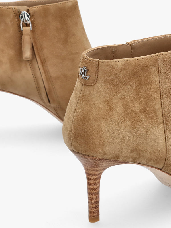 Lizie Camel Suede Heeled Ankle Boots