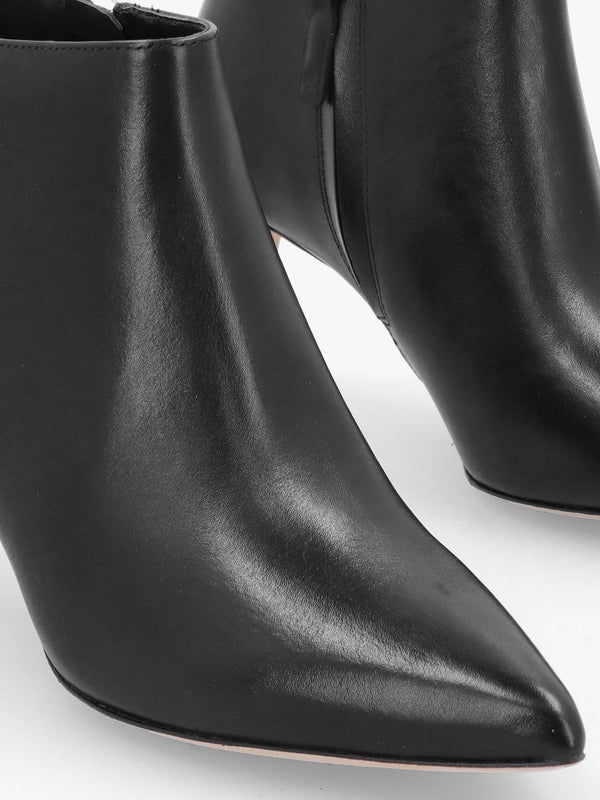 Lizie Burnished Black Leather Heeled Ankle Boots