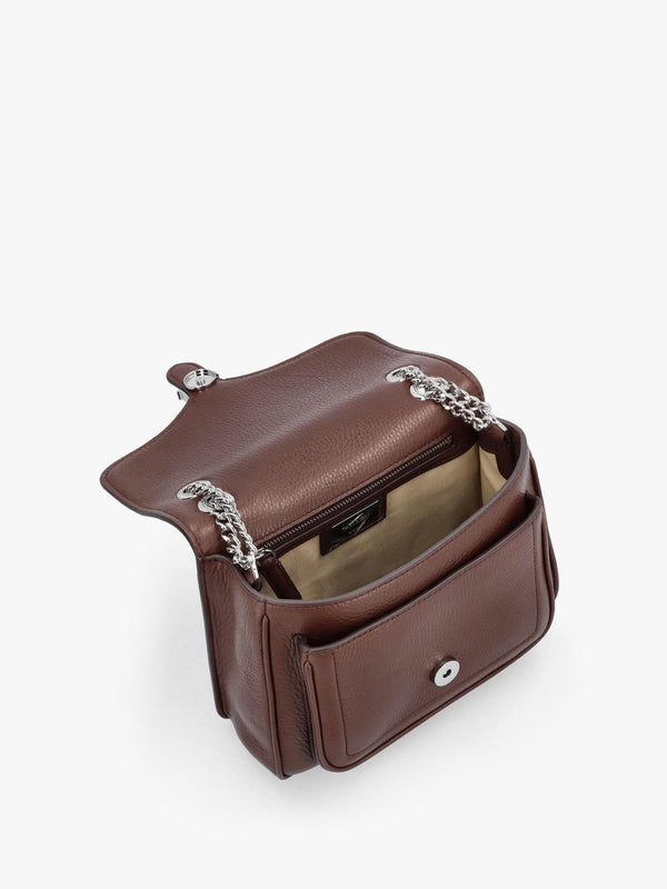 Small Bradley Convertible Dark Mahogany Pebbled Leather Shoulder Bag