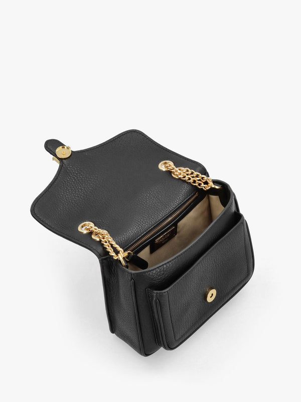 Small Bradley Convertible Black Pebbled Leather Shoulder Bag