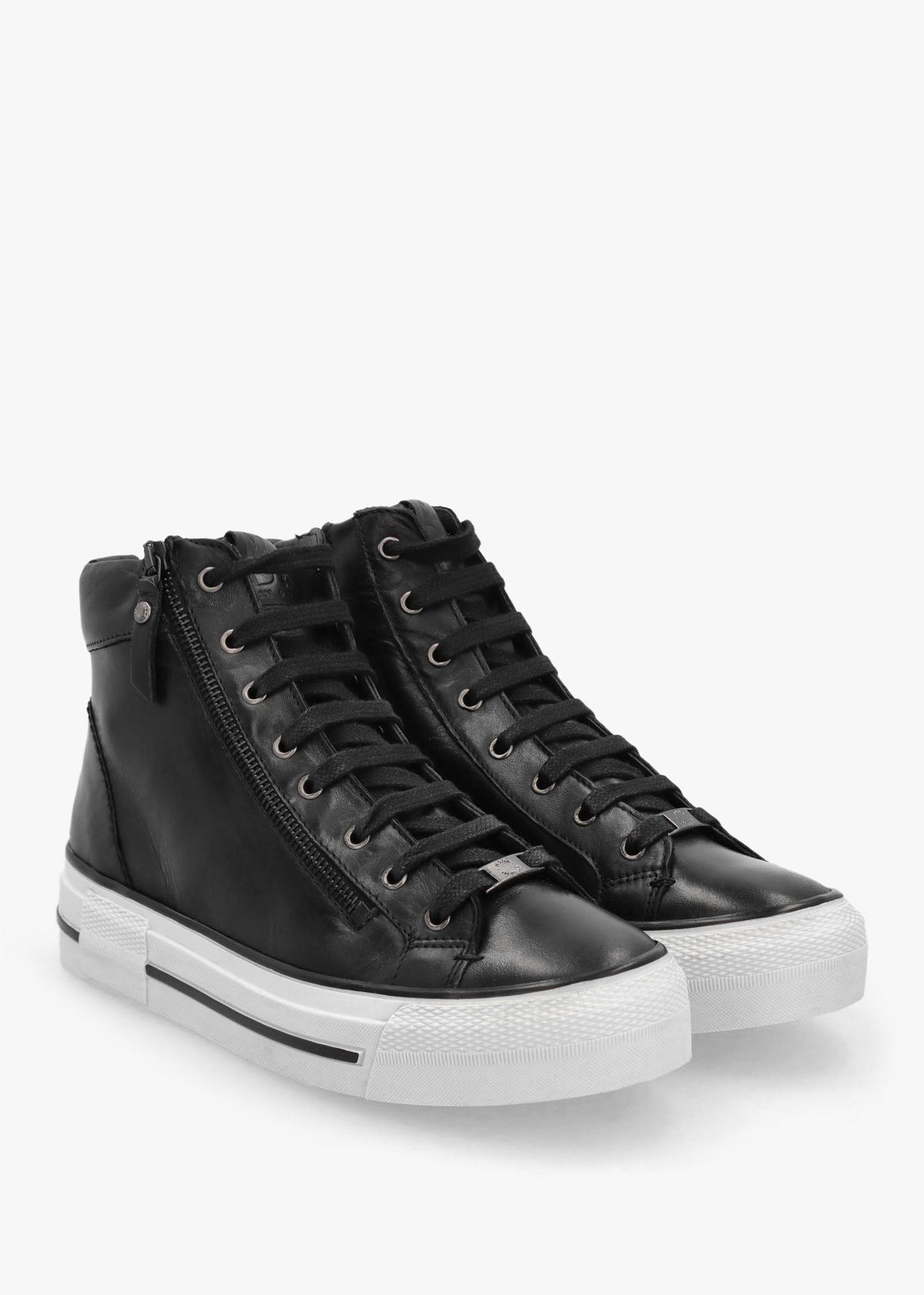 Annaken Black Leather High Top Trainers