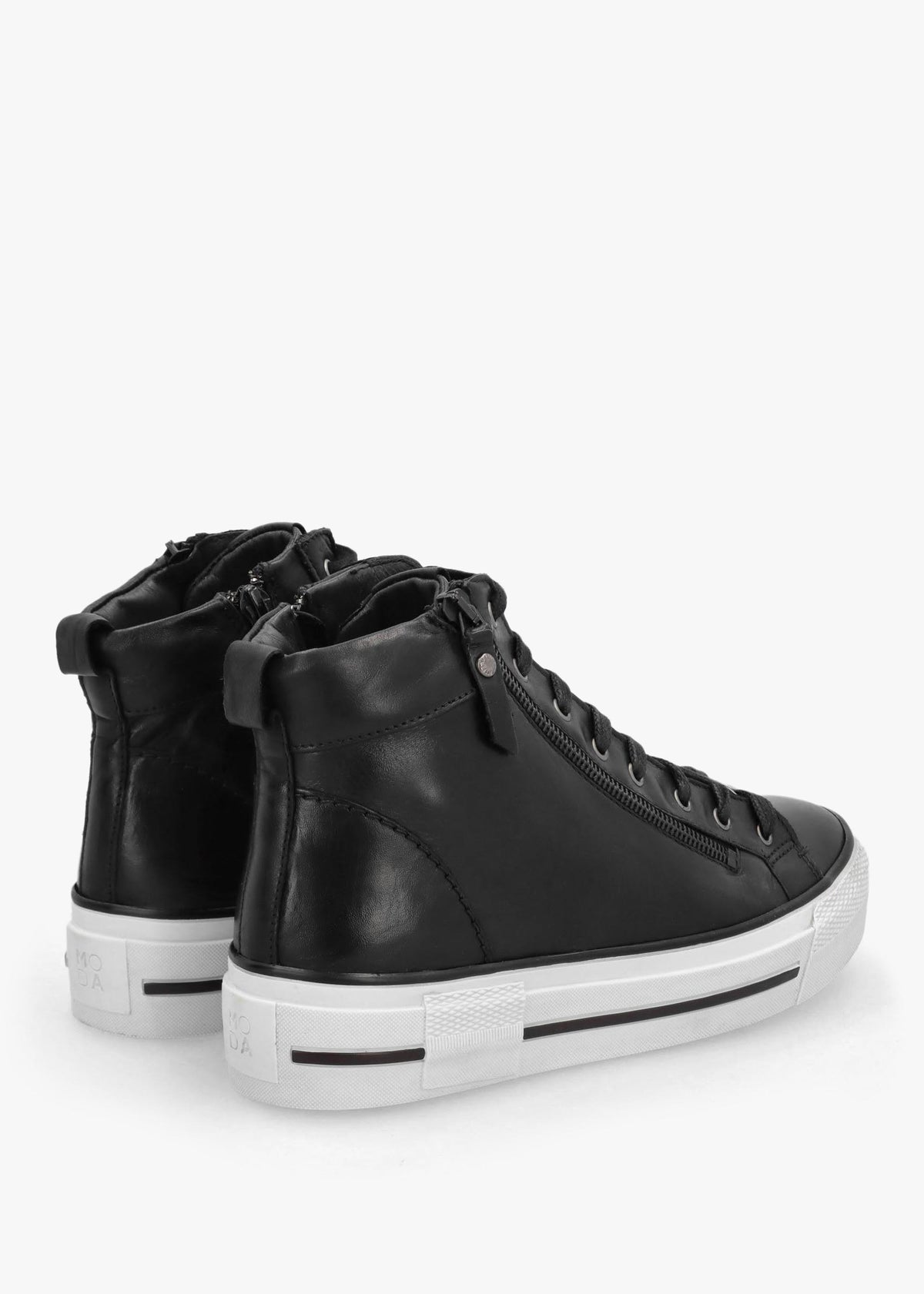 Annaken Black Leather High Top Trainers