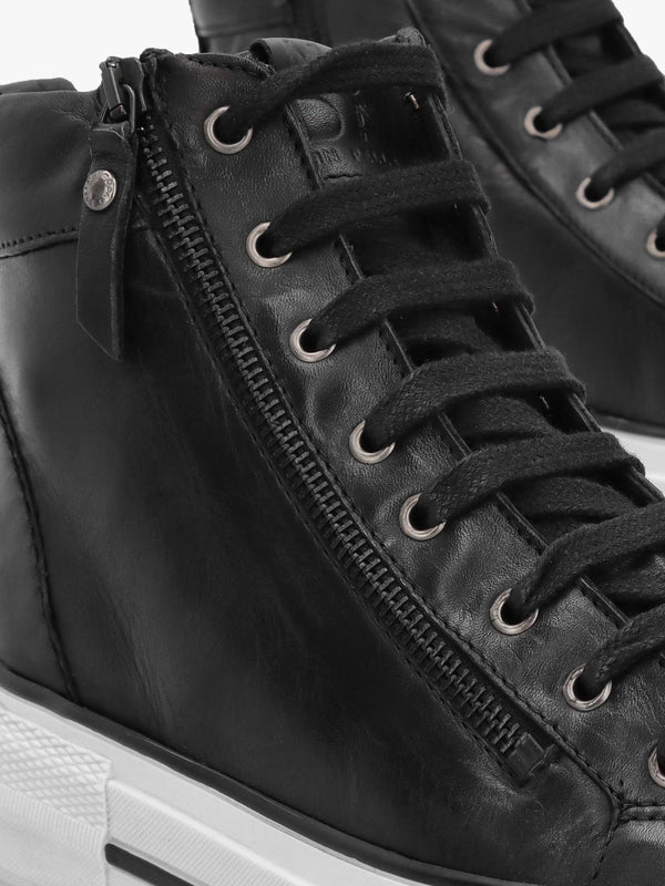Annaken Black Leather High Top Trainers