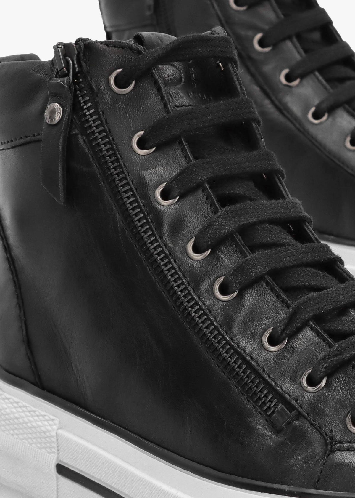 Annaken Black Leather High Top Trainers
