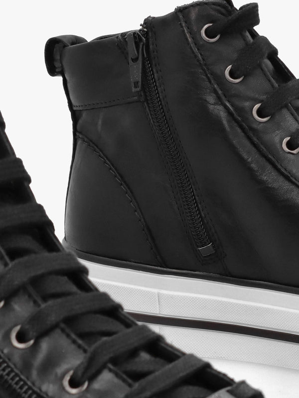 Annaken Black Leather High Top Trainers