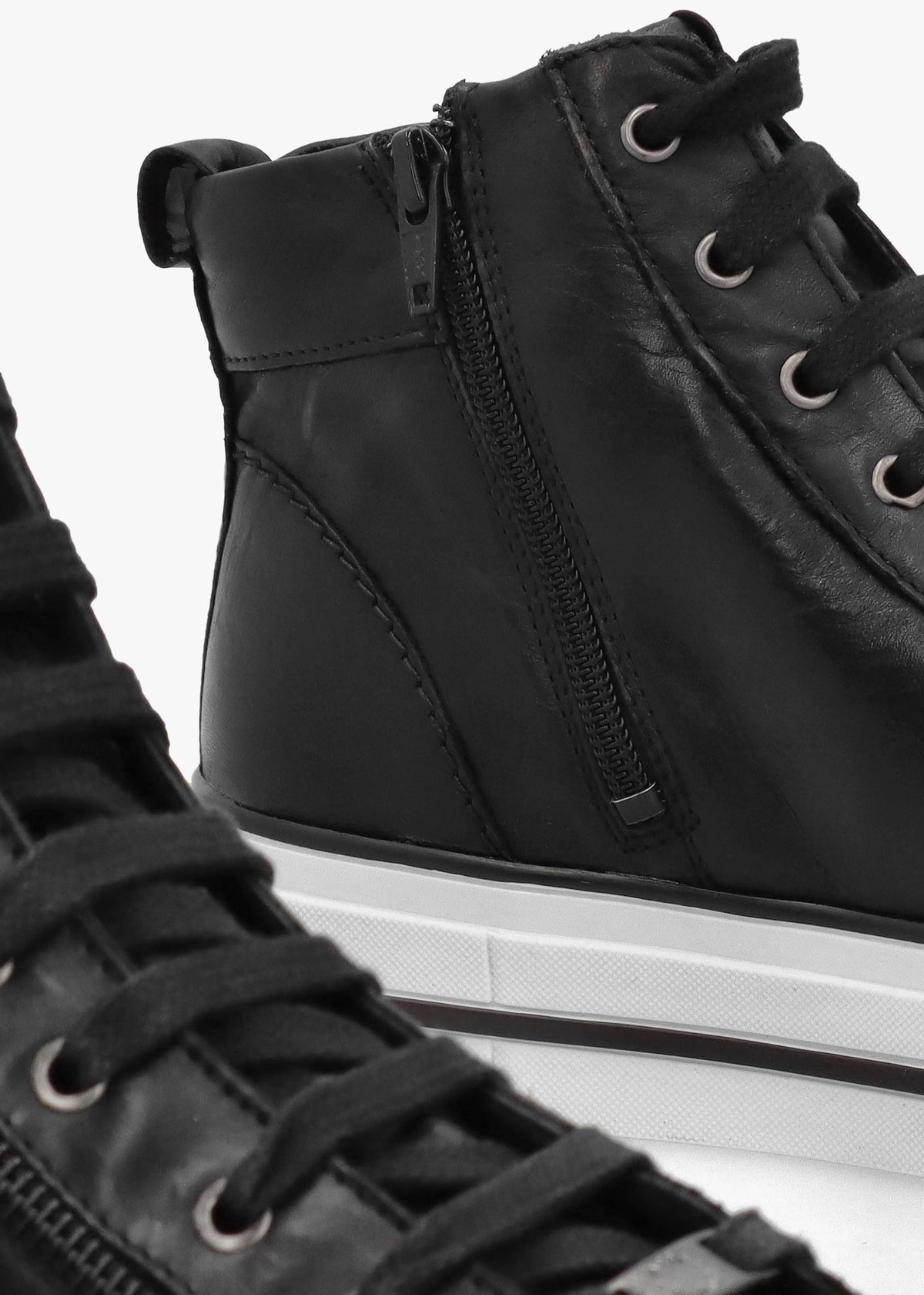 Annaken Black Leather High Top Trainers