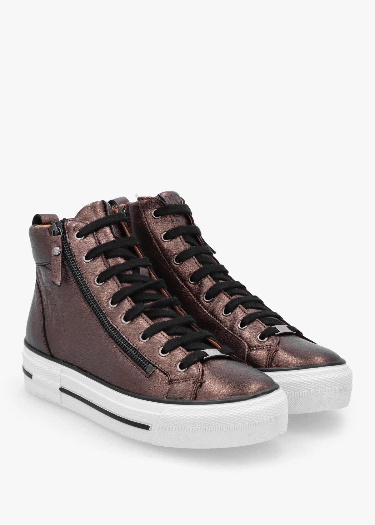 Annaken Pewter Leather High Top Trainers