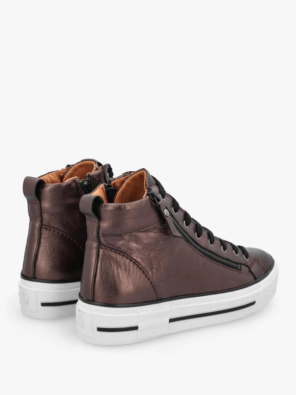 Annaken Pewter Leather High Top Trainers