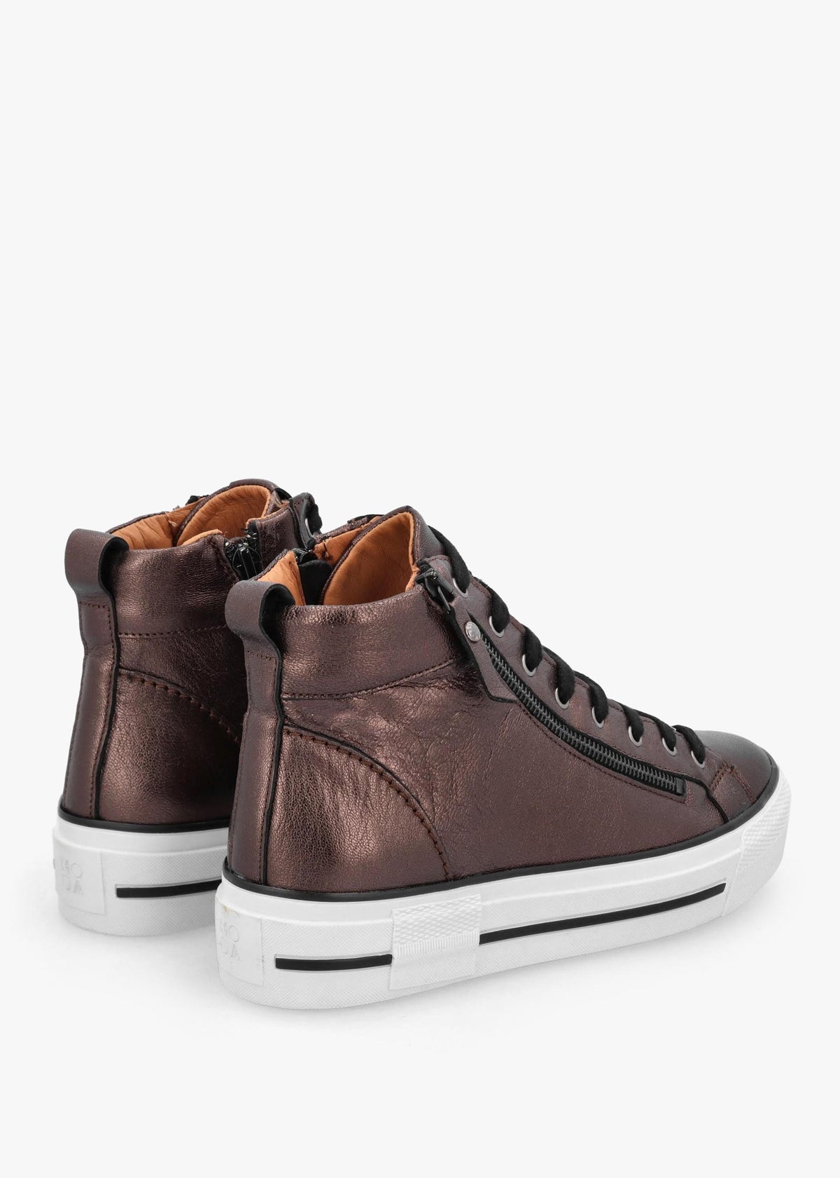 Annaken Pewter Leather High Top Trainers
