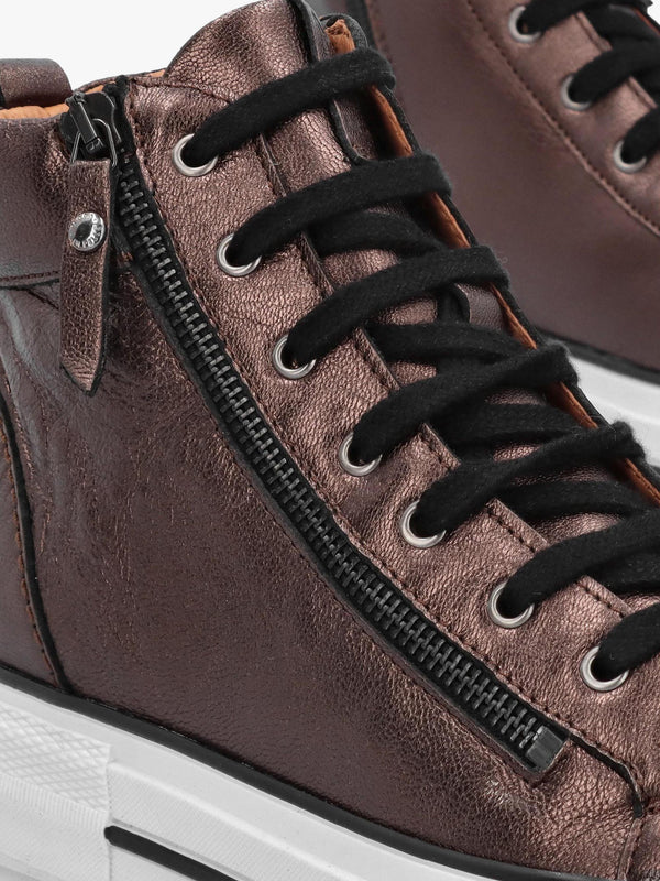 Annaken Pewter Leather High Top Trainers