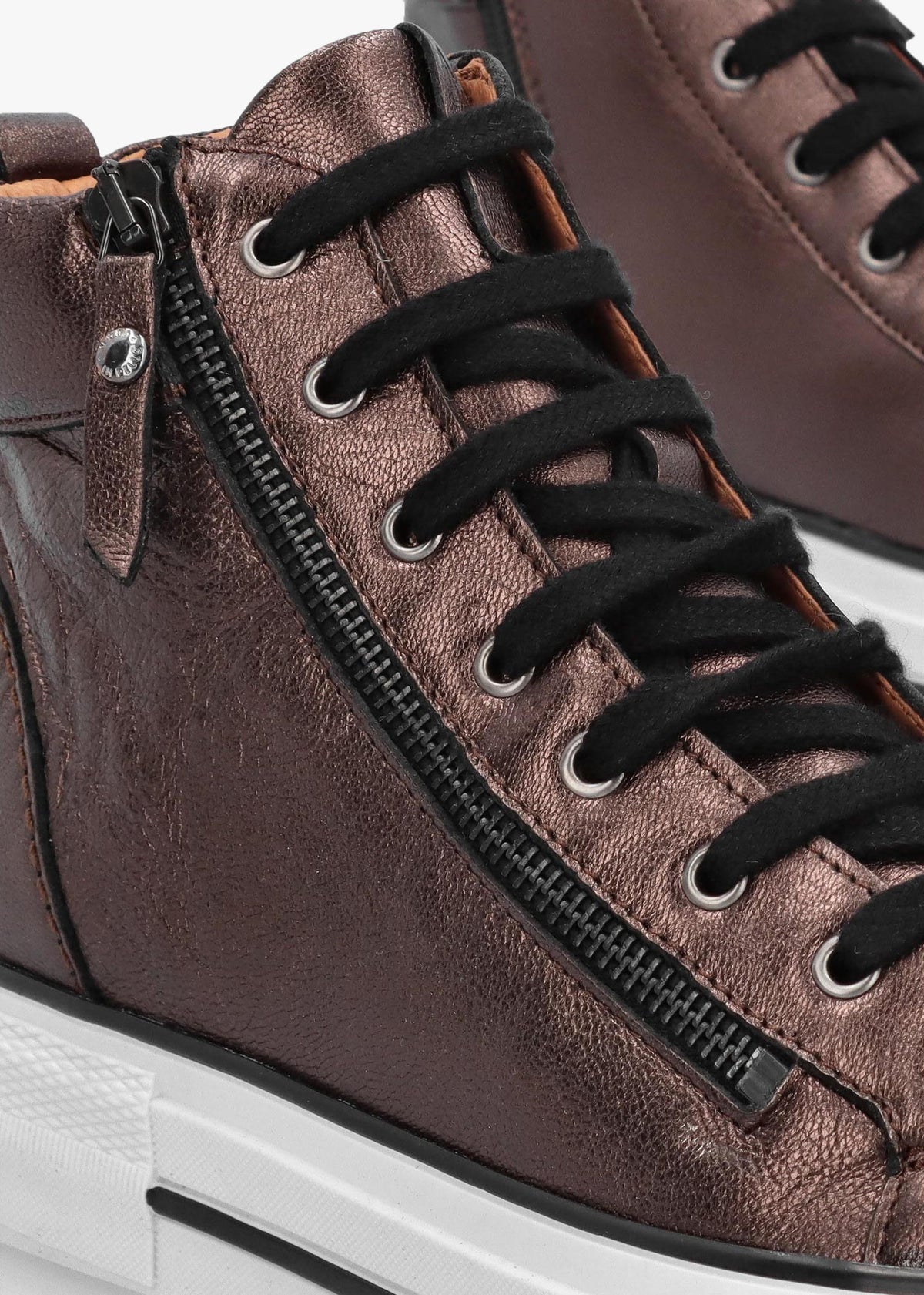 Annaken Pewter Leather High Top Trainers