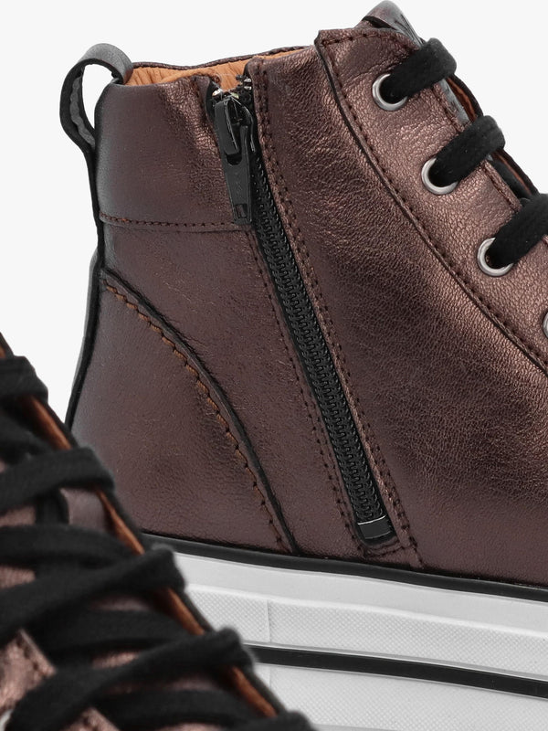 Annaken Pewter Leather High Top Trainers