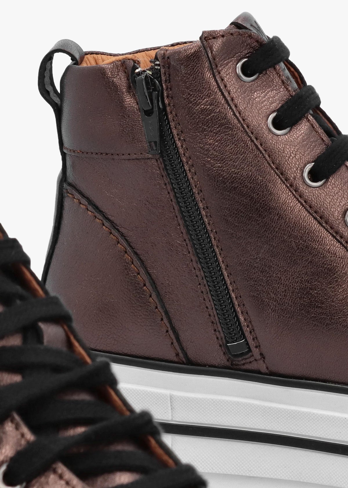 Annaken Pewter Leather High Top Trainers