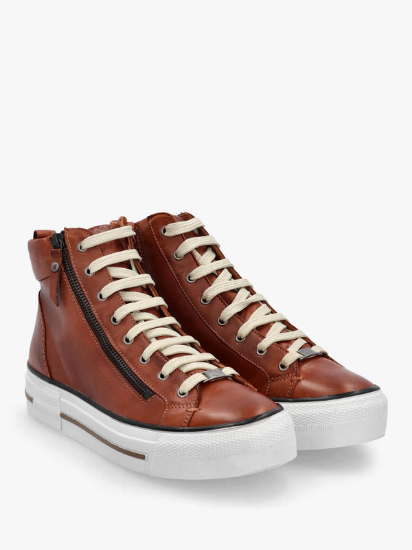 Annaken Tan Leather High Top Trainers
