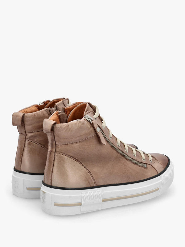 Annaken Taupe Leather High Top Trainers
