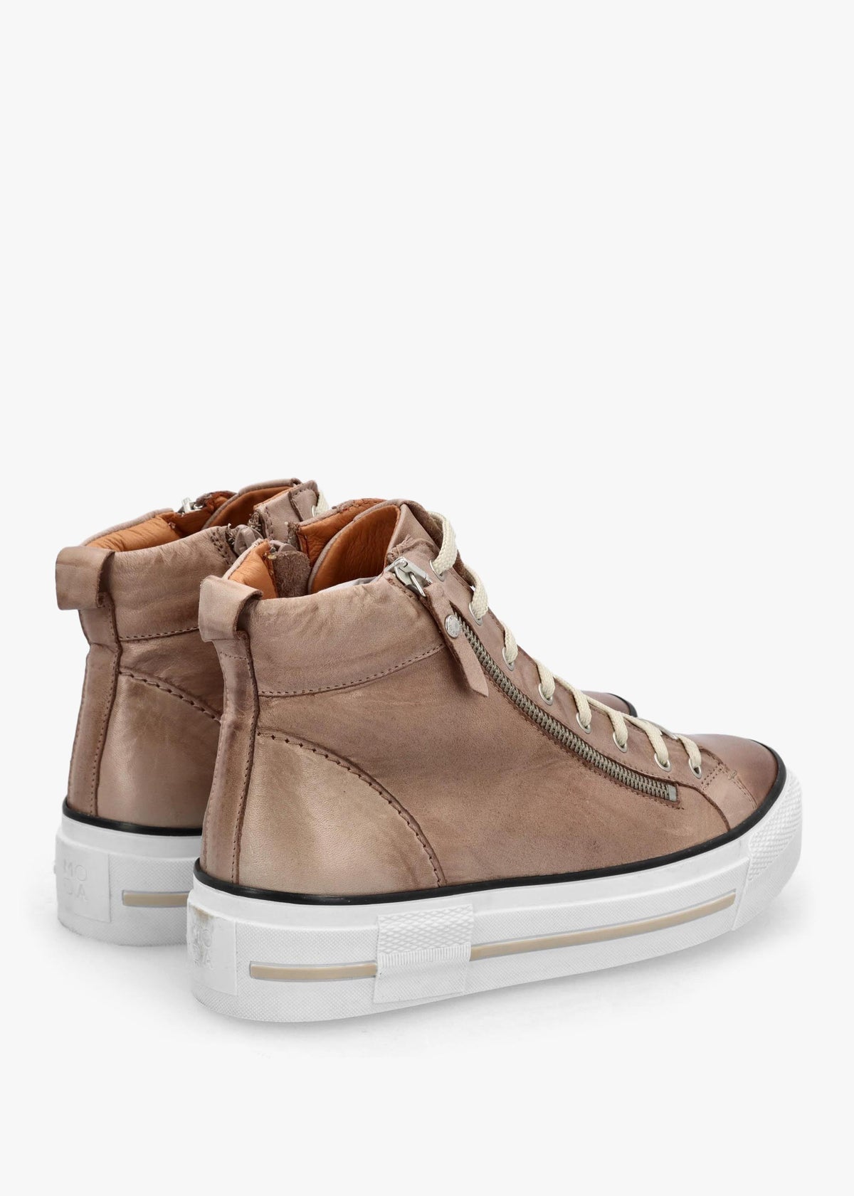Annaken Taupe Leather High Top Trainers