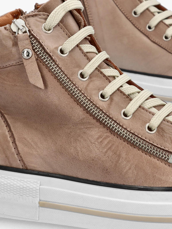 Annaken Taupe Leather High Top Trainers