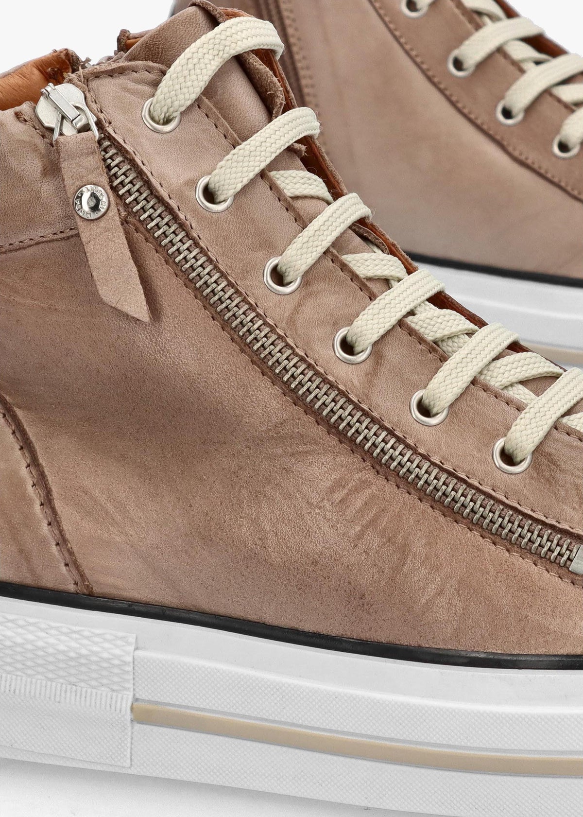 Annaken Taupe Leather High Top Trainers