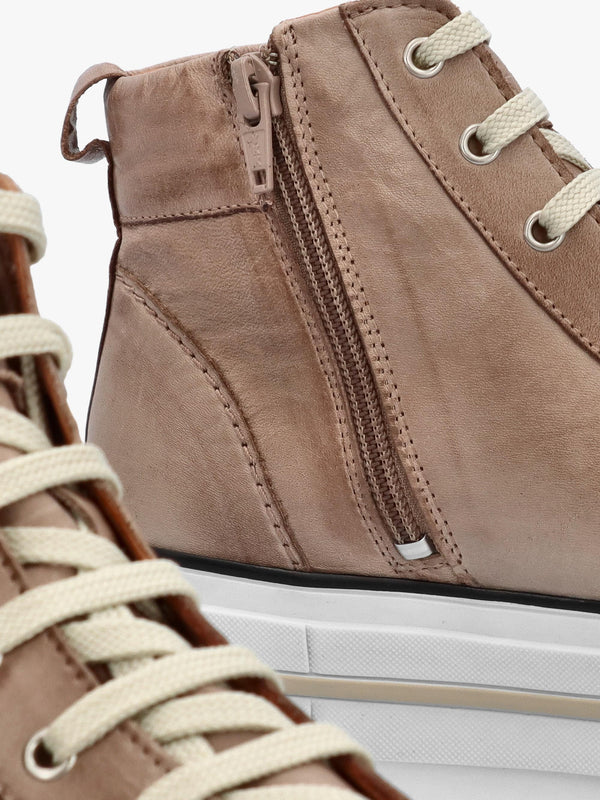 Annaken Taupe Leather High Top Trainers