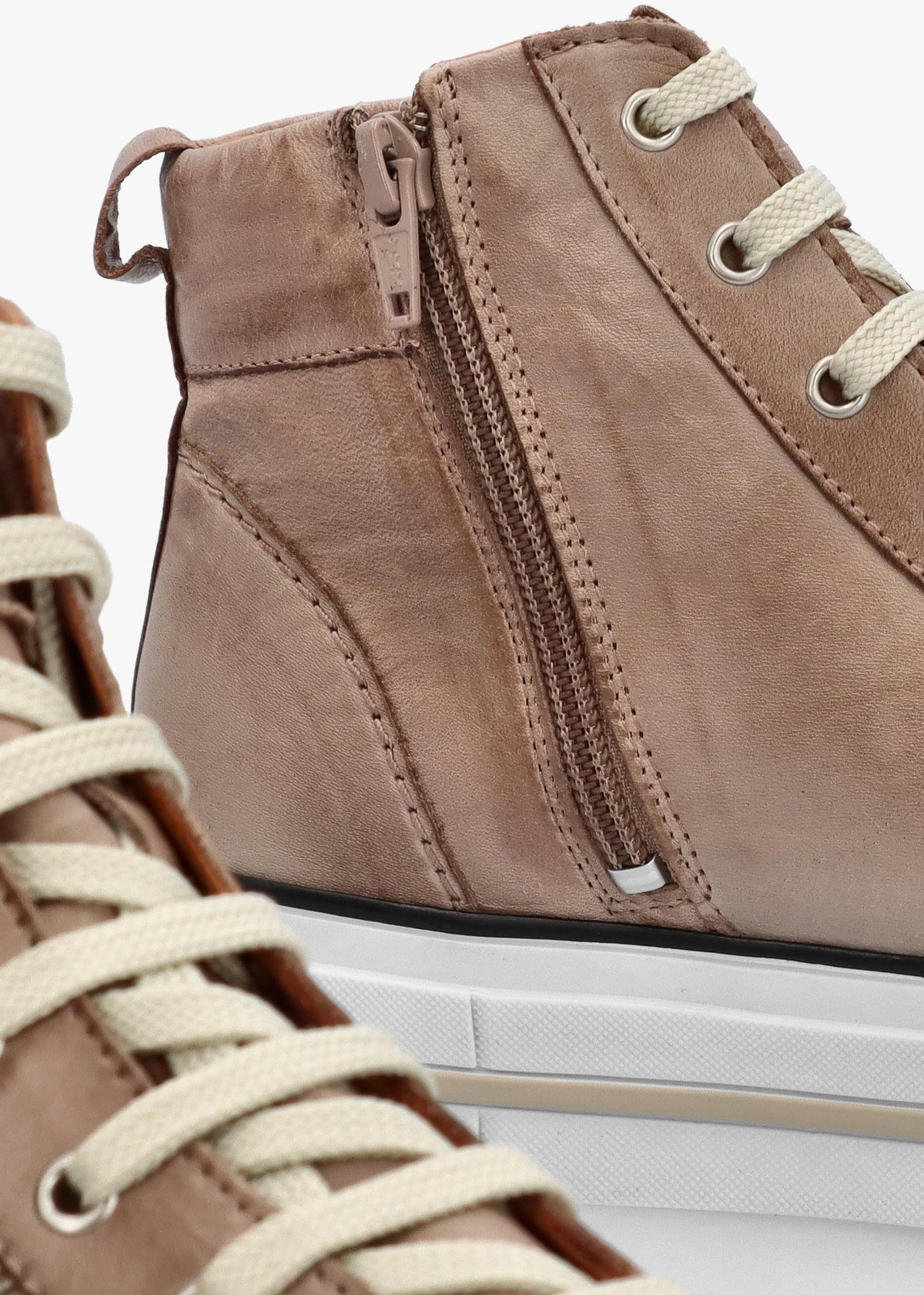 Annaken Taupe Leather High Top Trainers