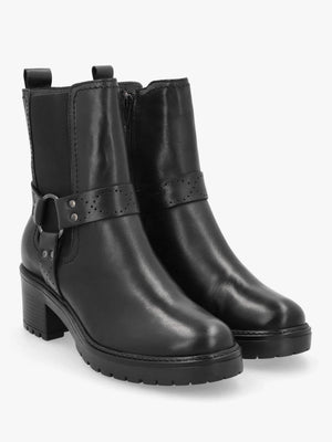 Butini Black Leather Block Heel Chelsea Boots