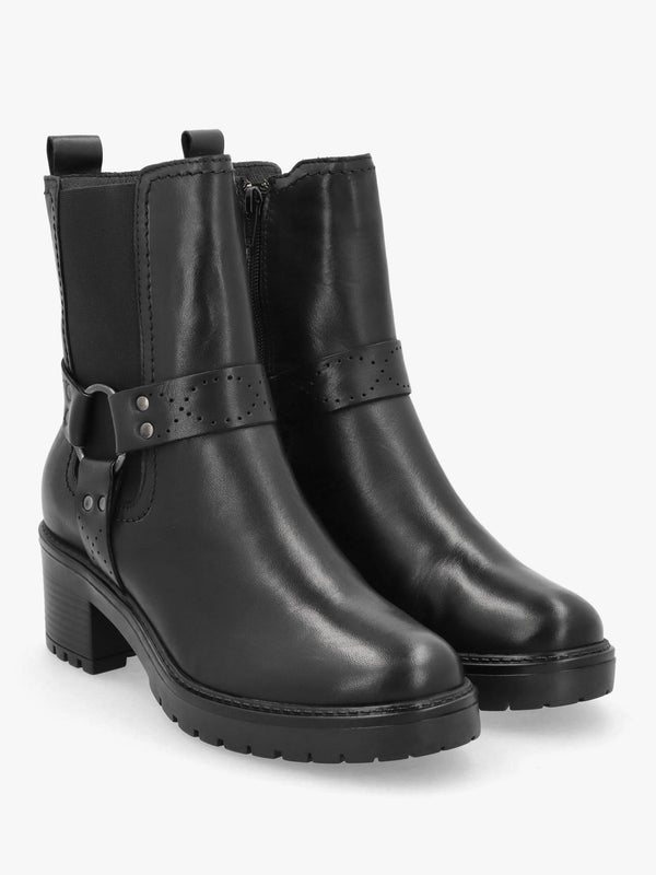 Butini Black Leather Block Heel Chelsea Boots