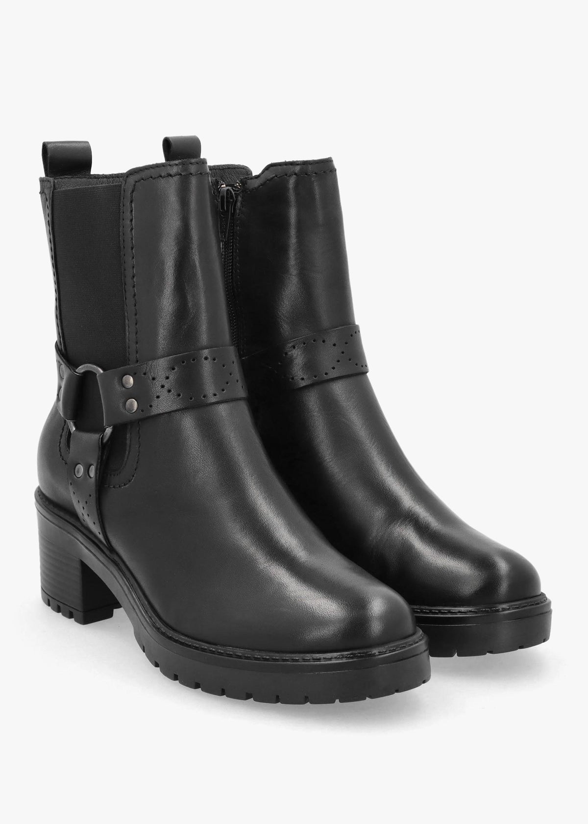 Butini Black Leather Block Heel Chelsea Boots