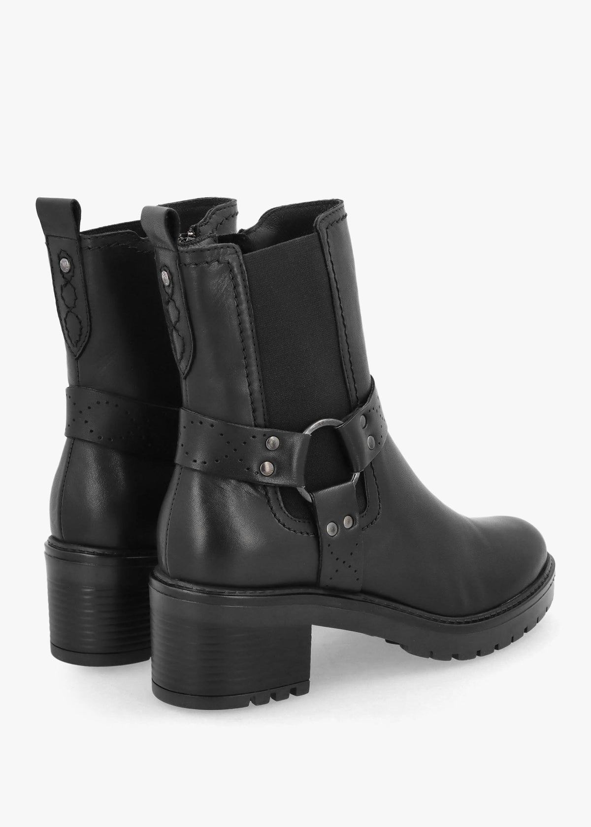 Butini Black Leather Block Heel Chelsea Boots