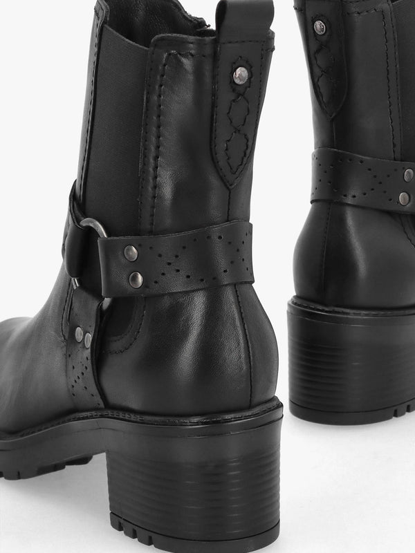Butini Black Leather Block Heel Chelsea Boots