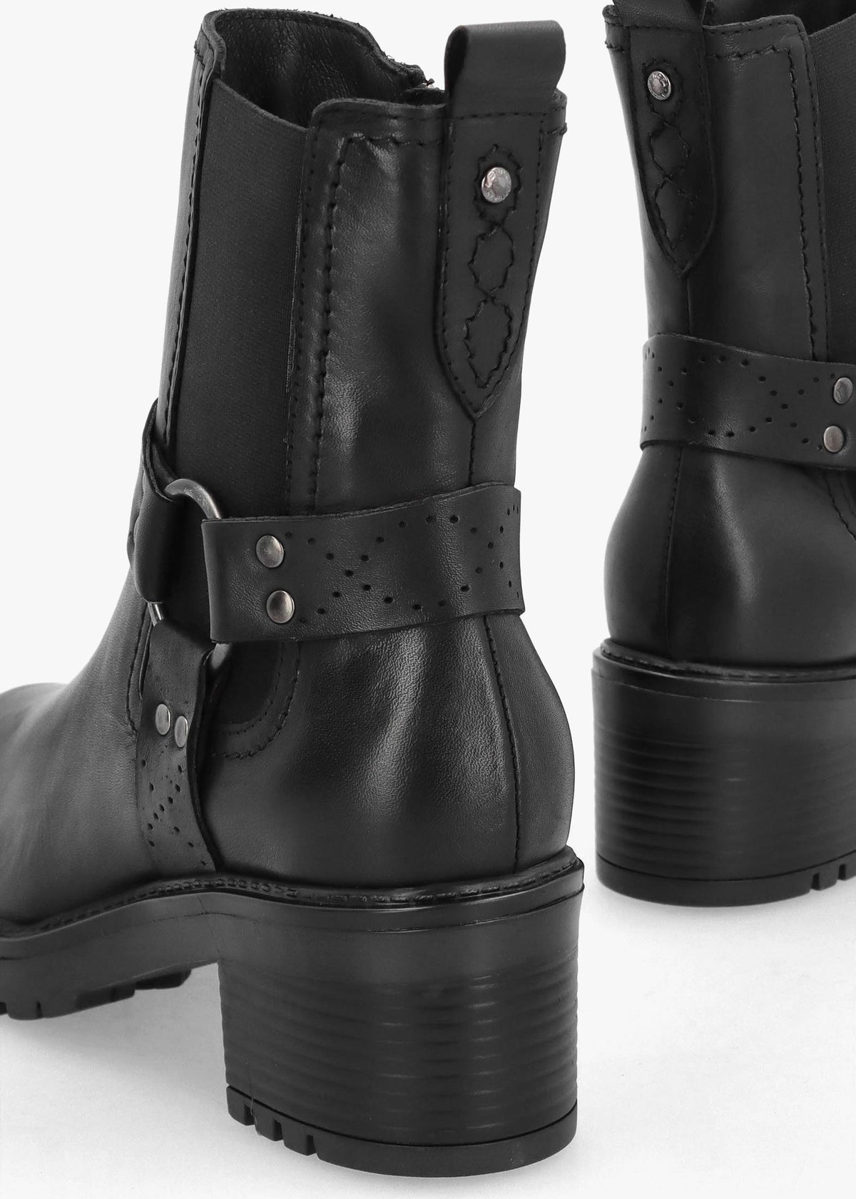 Butini Black Leather Block Heel Chelsea Boots