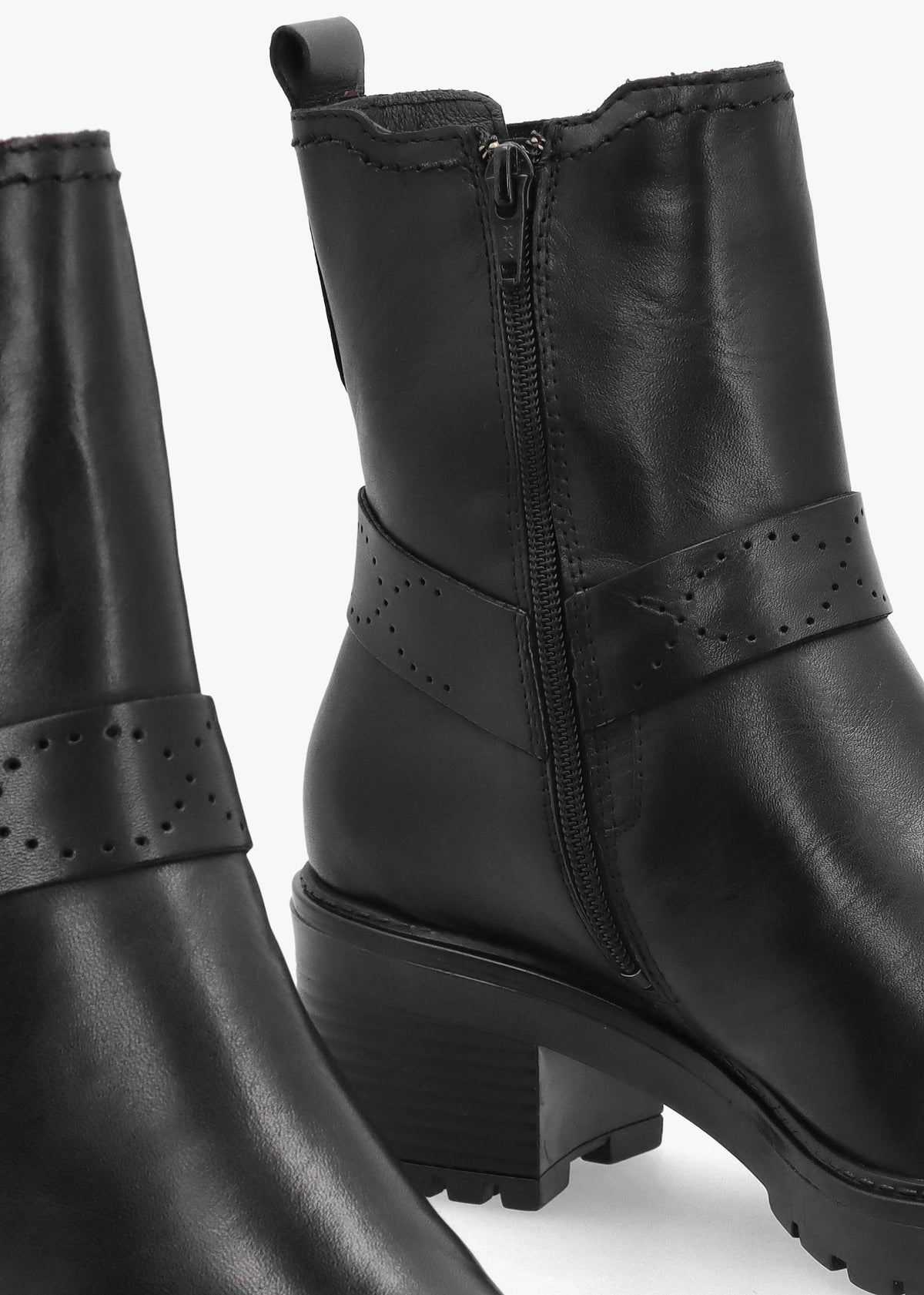 Butini Black Leather Block Heel Chelsea Boots