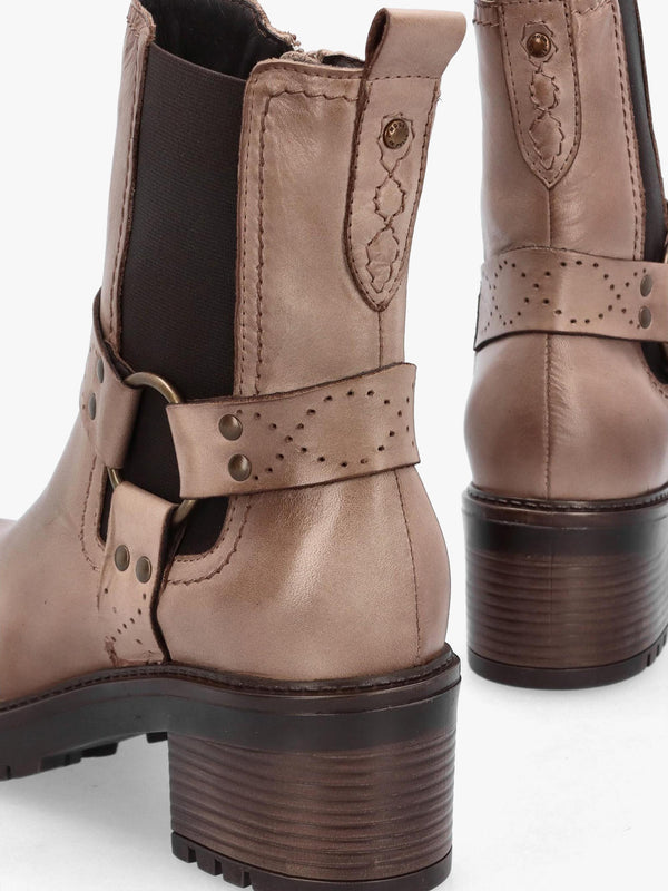 Butini Taupe Leather Block Heel Chelsea Boots