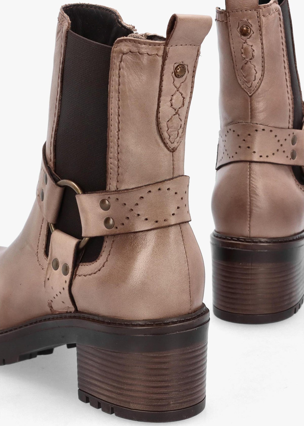 Butini Taupe Leather Block Heel Chelsea Boots