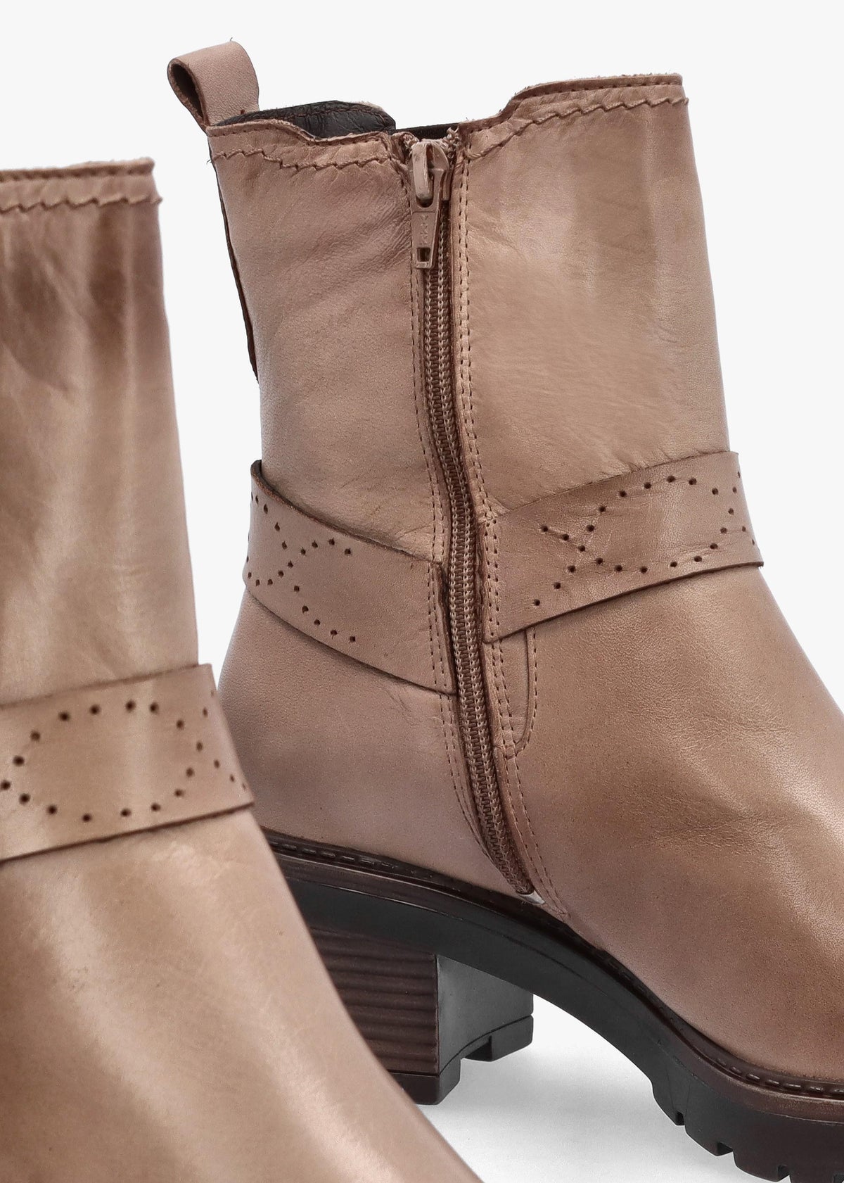 Butini Taupe Leather Block Heel Chelsea Boots