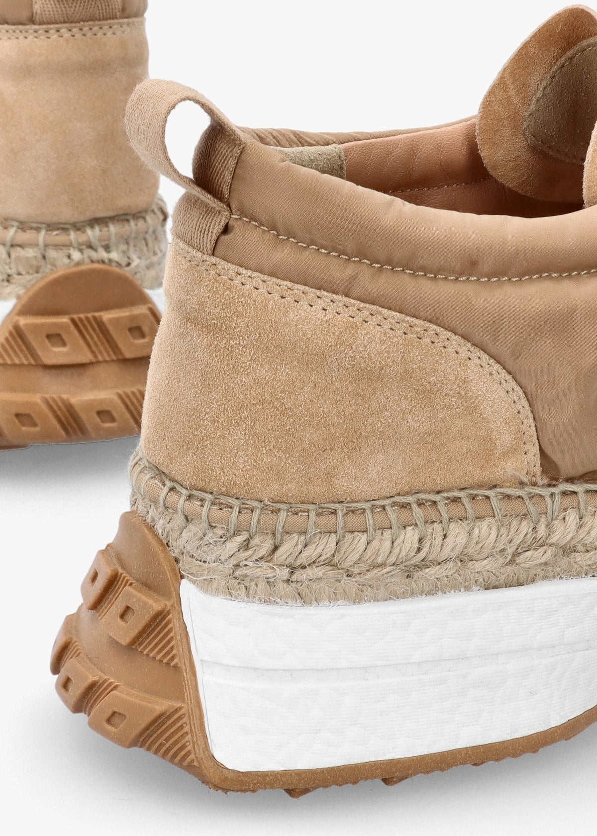 Kea Beige Ruched Suede Trim Trainers