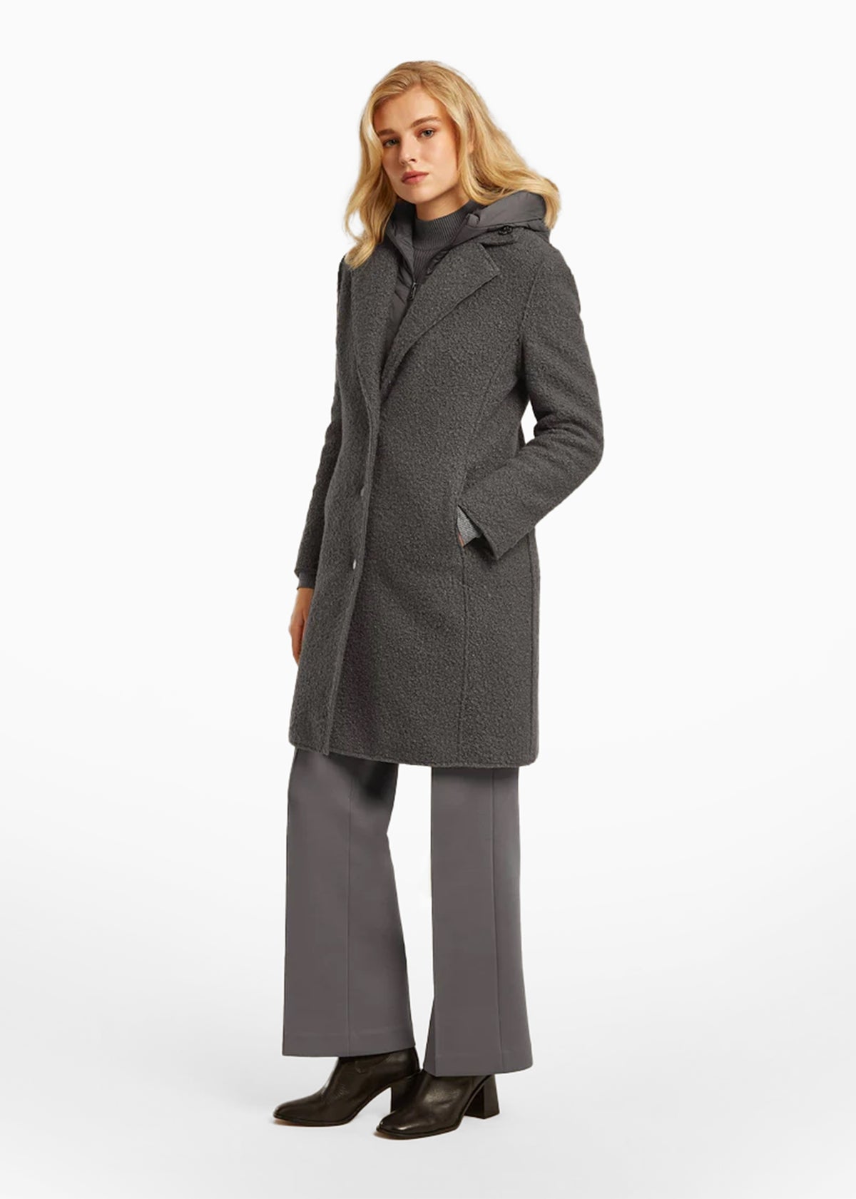 Tara Grey Bouclé Blazer Coat