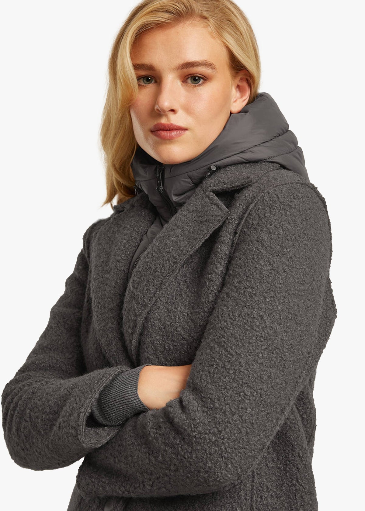 Tara Grey Bouclé Blazer Coat
