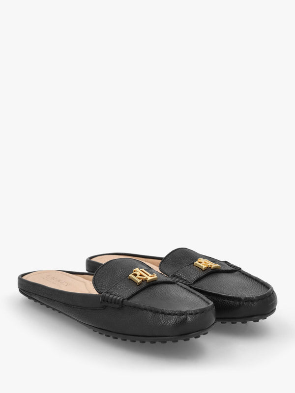 Barnsbury Pebbled Black Leather Backless Mules