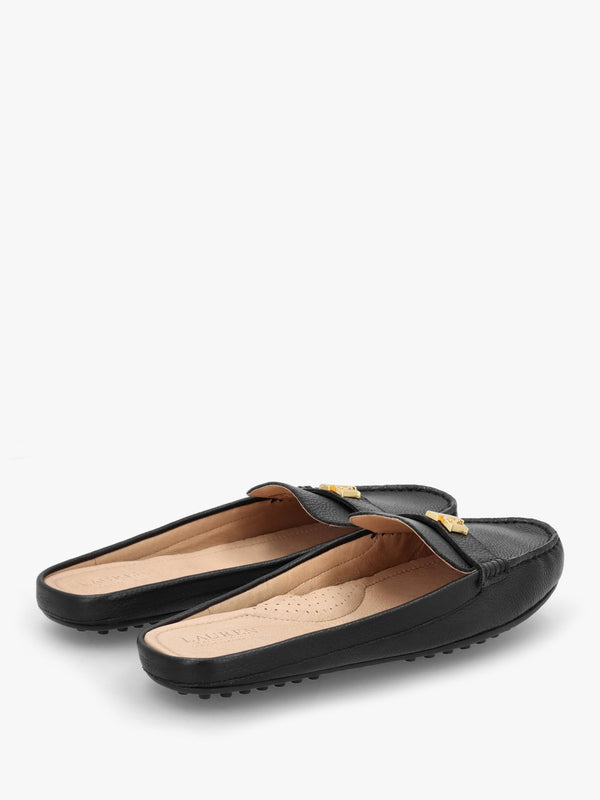 Barnsbury Pebbled Black Leather Backless Mules