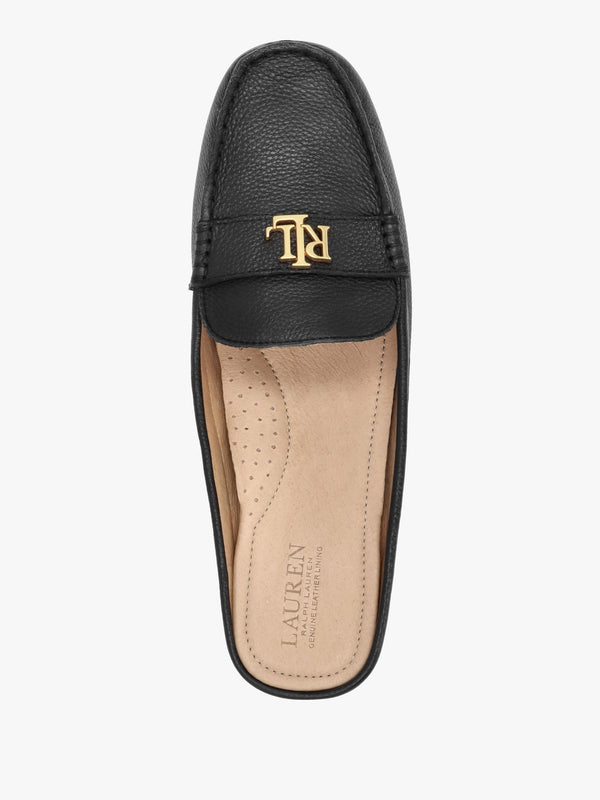 Barnsbury Pebbled Black Leather Backless Mules